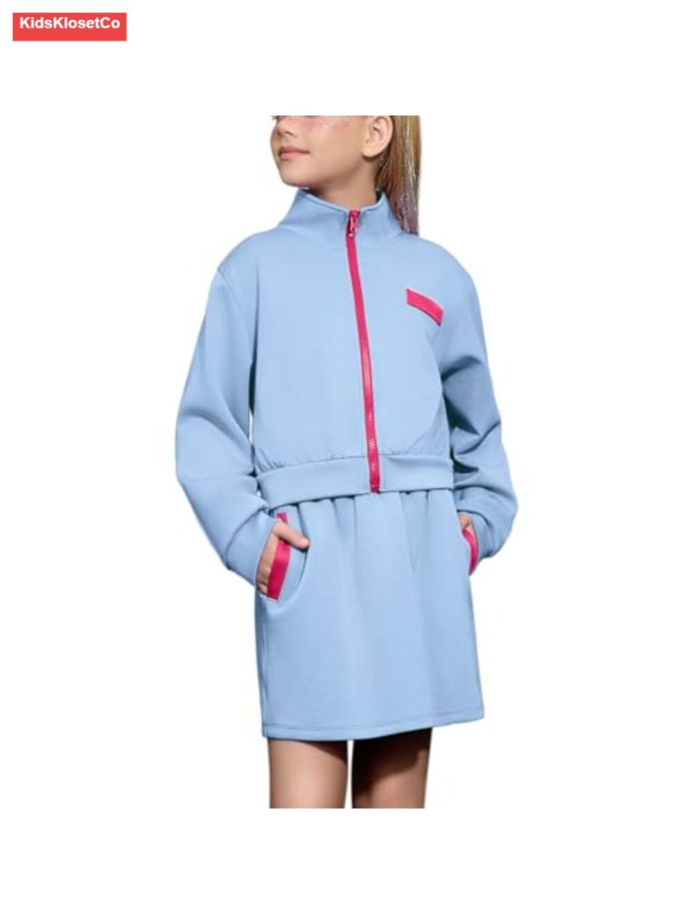 Girls 2-Piece Zip Up Sweatshirt & Skort Set Fall Activewear with Pockets